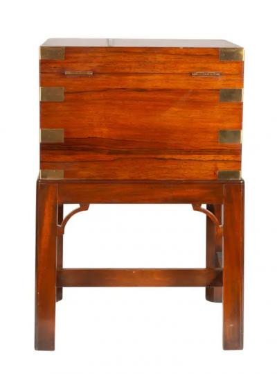 English Rosewood And Brass Humidor On Stand