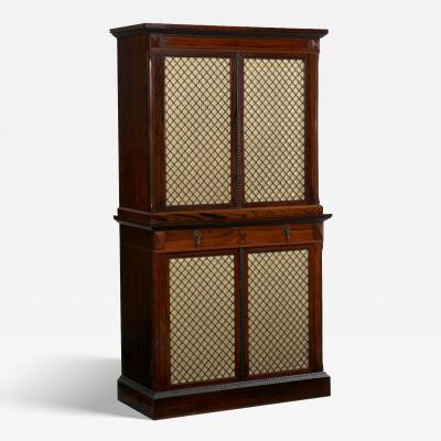 English Rosewood Antique Humidor Cabinet by Mellier Co London circa 1880