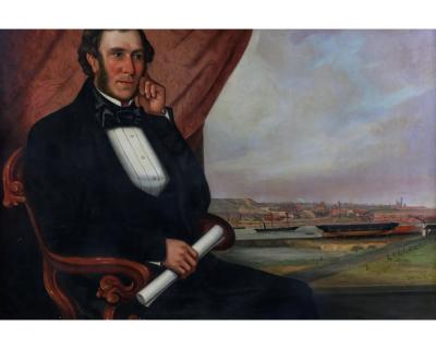 English School A Rare Portrait of John Scott Russell and The Great Eastern 