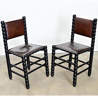 English Set of Eight Bobbin Turned Dining Chairs
