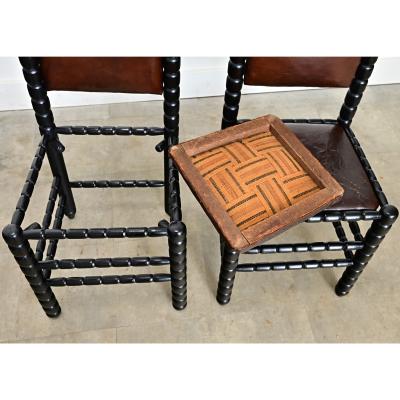 English Set of Eight Bobbin Turned Dining Chairs