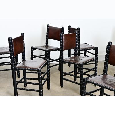 English Set of Eight Bobbin Turned Dining Chairs