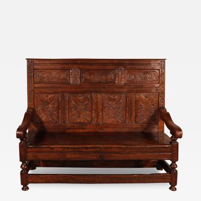 English Settle Bench In Oak From The 17th Century