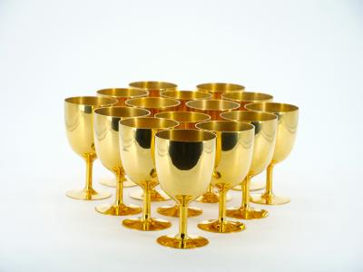 English Sheffield Gilt Aperitif Liquor Goblets Service 15 People