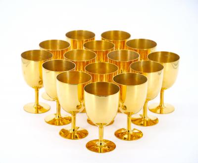English Sheffield Gilt Aperitif Liquor Goblets Service 15 People