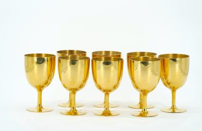 English Sheffield Gilt Aperitif Liquor Goblets Service 15 People
