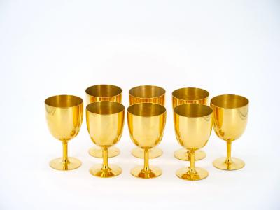 English Sheffield Gilt Aperitif Liquor Goblets Service 15 People