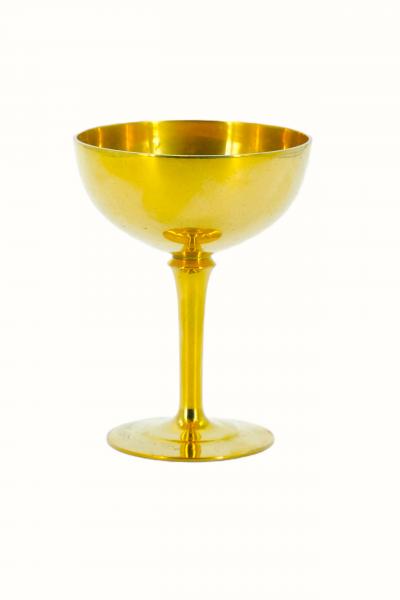 English Sheffield Gilt Champagne coupe Wine Goblets Service 14 People