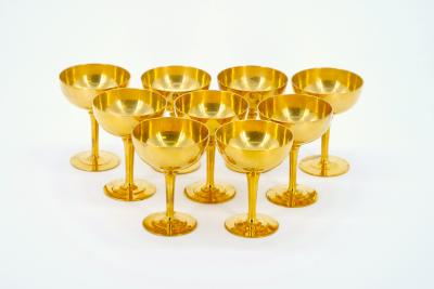 English Sheffield Gilt Champagne coupe Wine Goblets Service 14 People