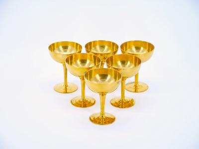 English Sheffield Gilt Champagne coupe Wine Goblets Service 14 People