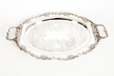 English Sheffield Plated Barware Tray Side Handles