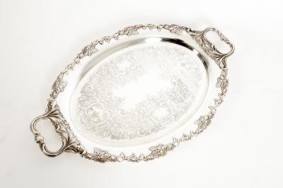 English Sheffield Plated Barware Tray Side Handles