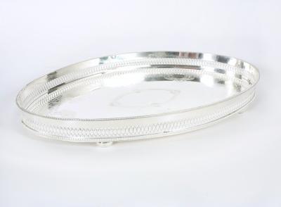 English Sheffield Plated Oval Barware Gallery Tray