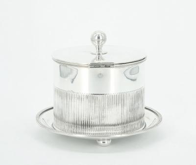 English Sheffield Silver Plate Covered Round Shape Tea Caddy