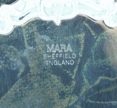 English Sheffield Silver Plate Engraved Interior Round Serving Tray