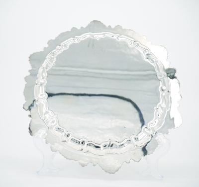 English Sheffield Silver Plate Engraved Interior Round Serving Tray