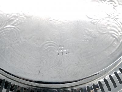English Sheffield Silver Plate Round Shape Engraved Serving Tray