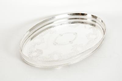 English Sheffield Silver Plated Oval Barware Tableware Tray