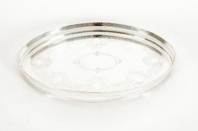 English Sheffield Silver Plated Oval Barware Tableware Tray