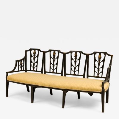 English Sheraton Black Lacquered Loveseat
