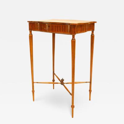 English Sheraton Satinwood and Mahogany Sewing Table