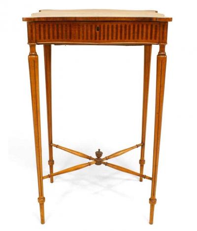 English Sheraton Satinwood and Mahogany Sewing Table