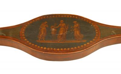 English Sheraton Style 19th Cent Satinwood Cheval Mirror