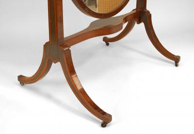 English Sheraton Style 19th Cent Satinwood Cheval Mirror