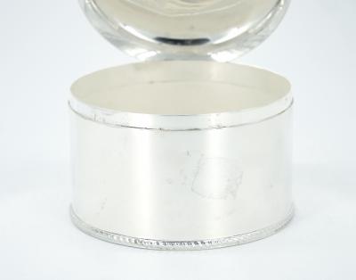 English Silver Plate Art Deco Style Round Shape Covered Cigarette Box