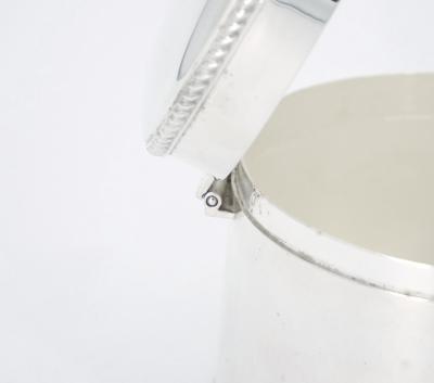 English Silver Plate Art Deco Style Round Shape Covered Cigarette Box