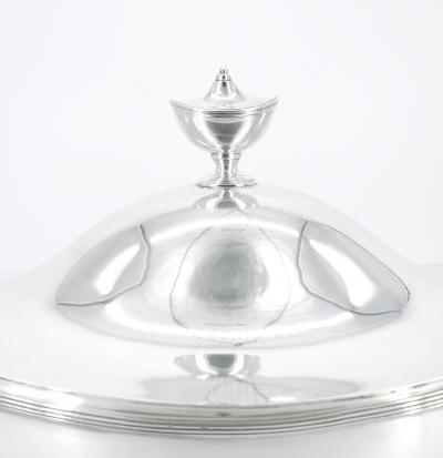 English Silver Plate Boat Shape Covered Tureen