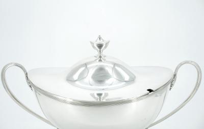 English Silver Plate Boat Shape Covered Tureen