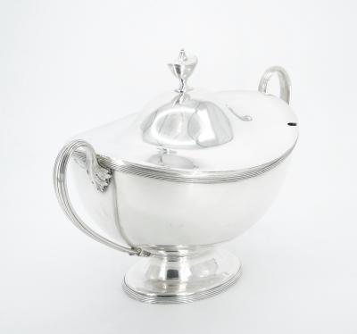 English Silver Plate Boat Shape Covered Tureen