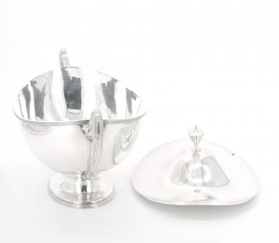 English Silver Plate Boat Shape Covered Tureen