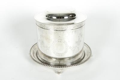 English Silver Plate Covered Biscuit Box Tea Caddy