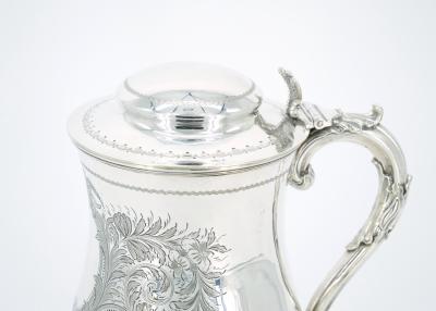 English Silver Plate Engraved Exterior Queen Anne Tankard