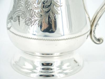 English Silver Plate Engraved Exterior Queen Anne Tankard
