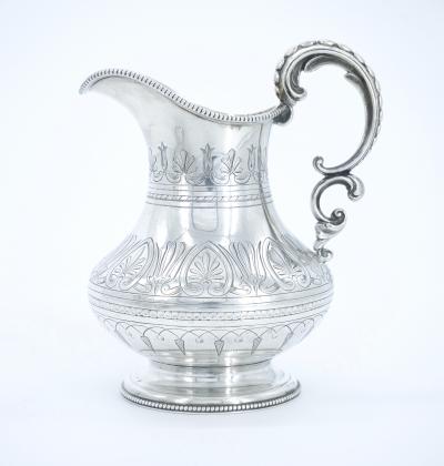 English Silver Plate Four Piece Tea Coffee Service Exterior Engraved Details