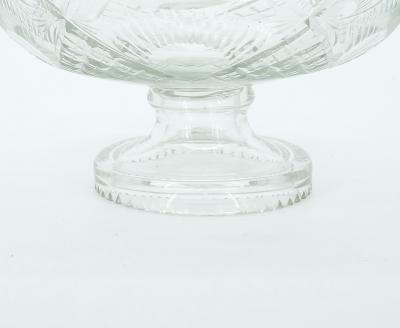 English Silver Plate Framed Top Cut Glass Footed Serving Bowl