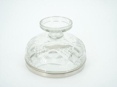 English Silver Plate Framed Top Cut Glass Footed Serving Bowl