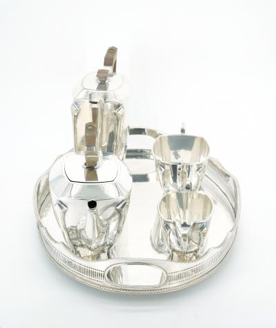 English Silver Plated Bone Handle Four Piece Tea Coffee Service Tray