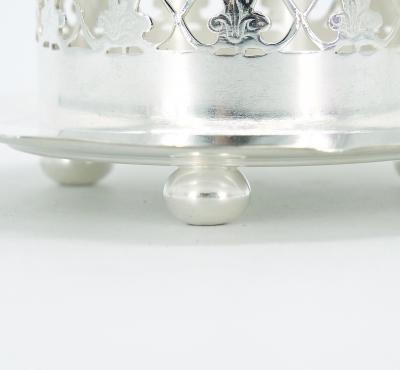 English Silver Plated Holding Base Purple Glass Insert Tableware Covered Jar