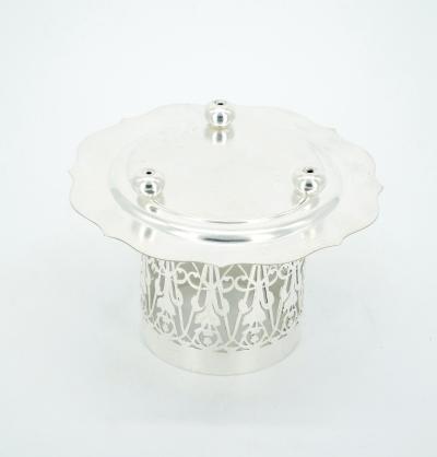 English Silver Plated Holding Base Purple Glass Insert Tableware Covered Jar