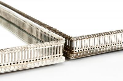 English Silver Plated Mirrored Three Piece Table Plateau Centerpiece