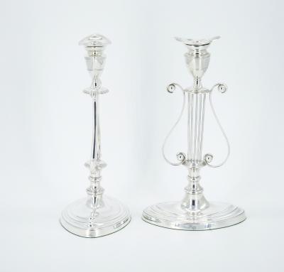 English Silver Plated Pair Tableware Candle Holder