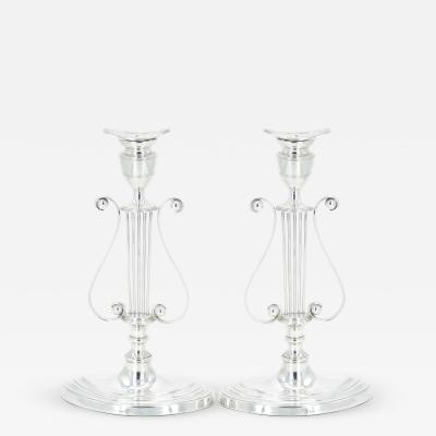 English Silver Plated Pair Tableware Candle Holder