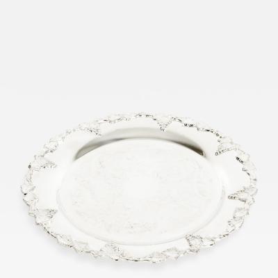 English Silver Plated Round Barware Tableware Tray