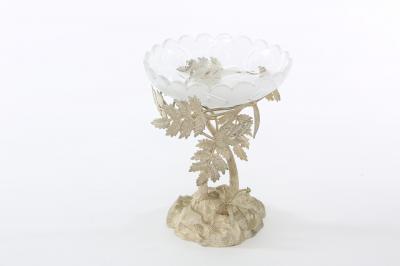 English Silver Plated Stand Crystal Bowl Piece