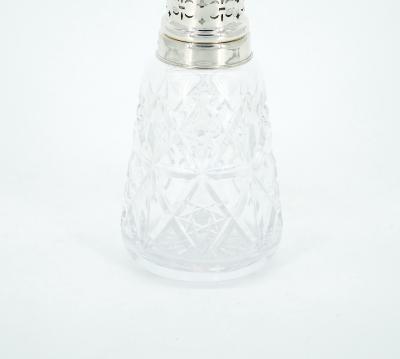English Sterling Silver Top Cut Glass Tableware Sugar Receptacle