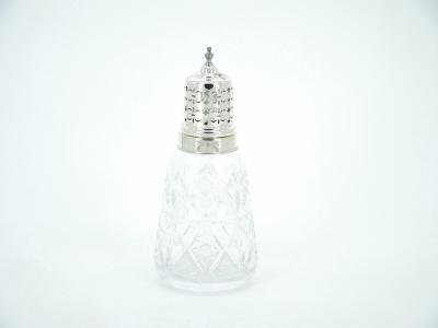 English Sterling Silver Top Cut Glass Tableware Sugar Receptacle